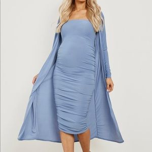 Maternity ruched duster dress set
